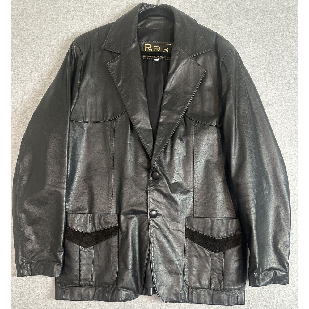Vintage Western Suede Leather Blazer Sport Coat Men 46 Rockabilly Cowboy Pioneer